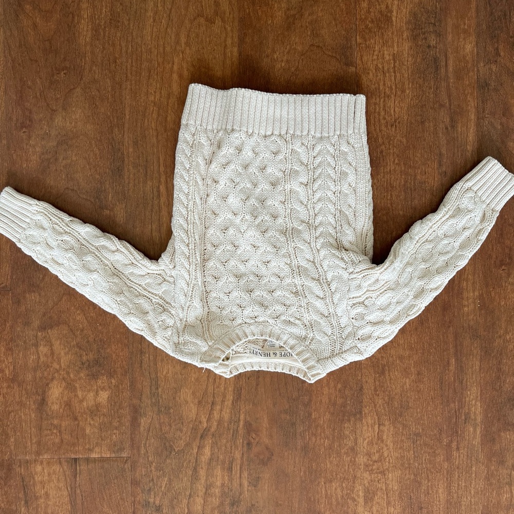 Hope & Henry Cream Cable Knit Sweater